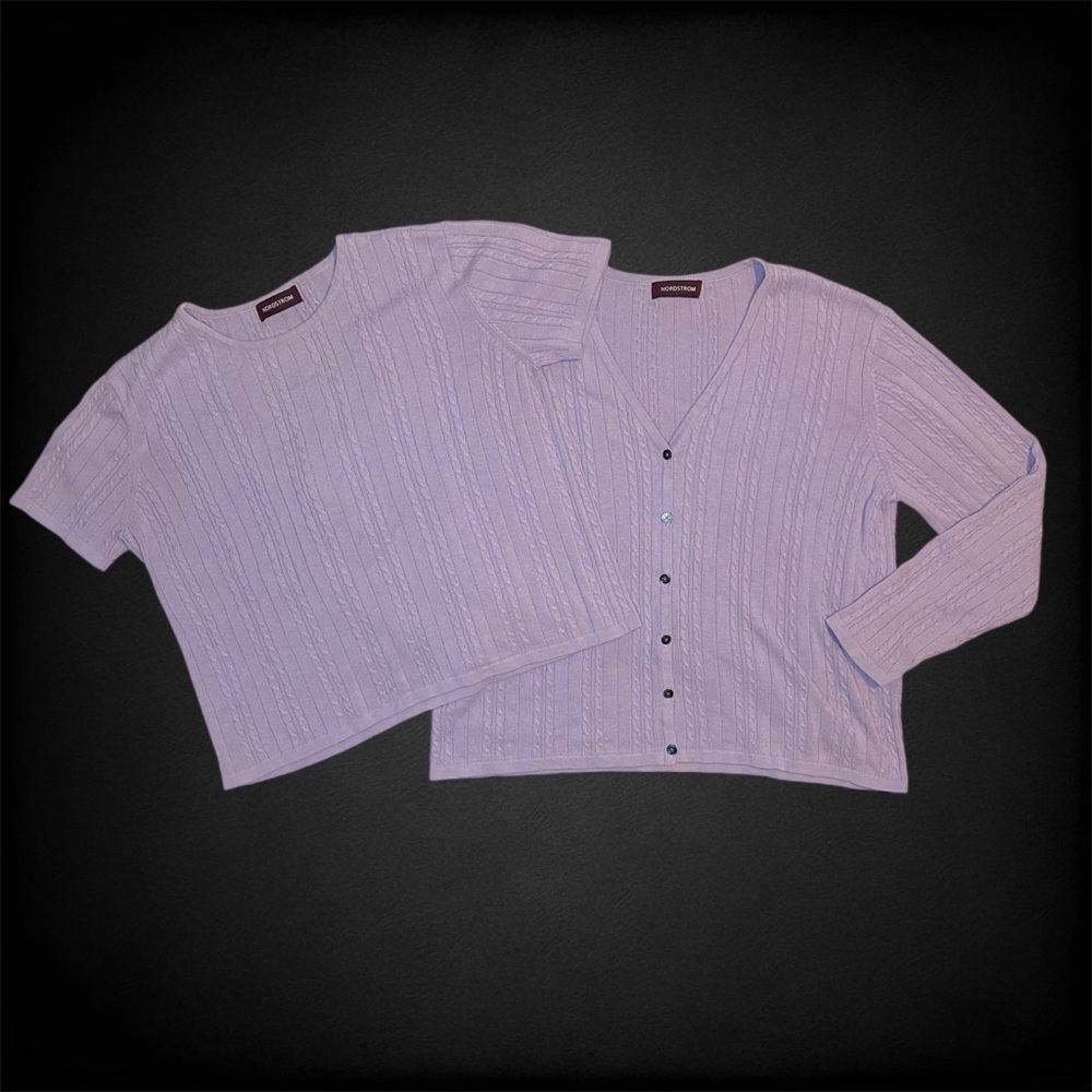 Nordstrom Lavender Knit Cardigan and Top Set
